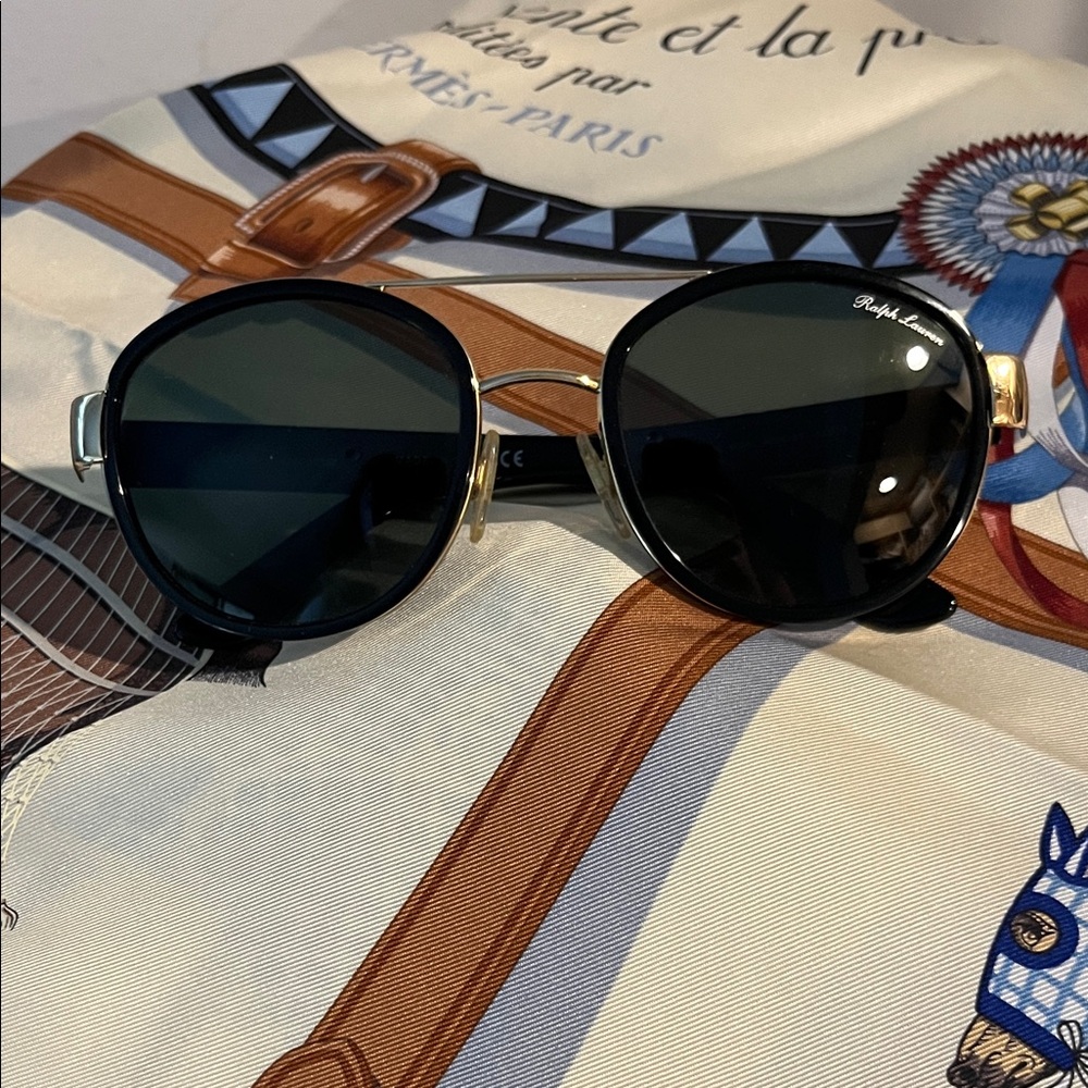 Ralph Lauren Black Sunglasses with Gold Detail